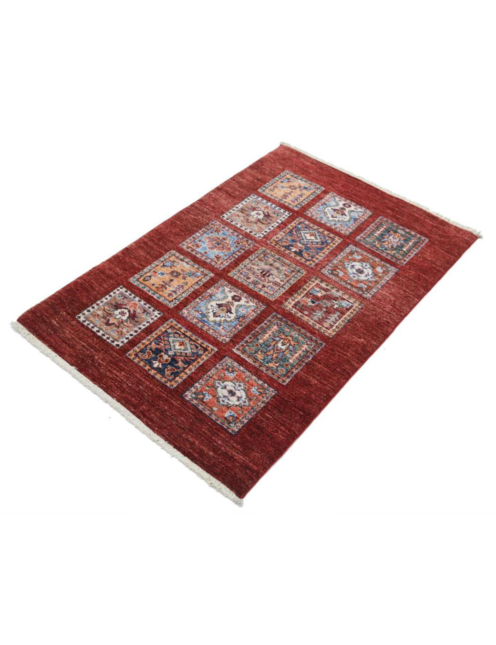 Red Afghan Oriental Rug 2' 10" x 4' 3" Hand-Knotted | No. AT85481