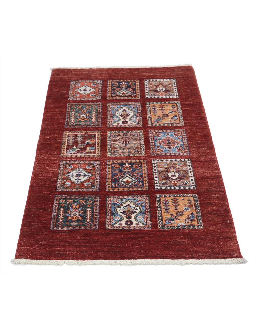 Red Afghan Oriental Rug 2' 10" x 4' 3" Hand-Knotted | No. AT85481