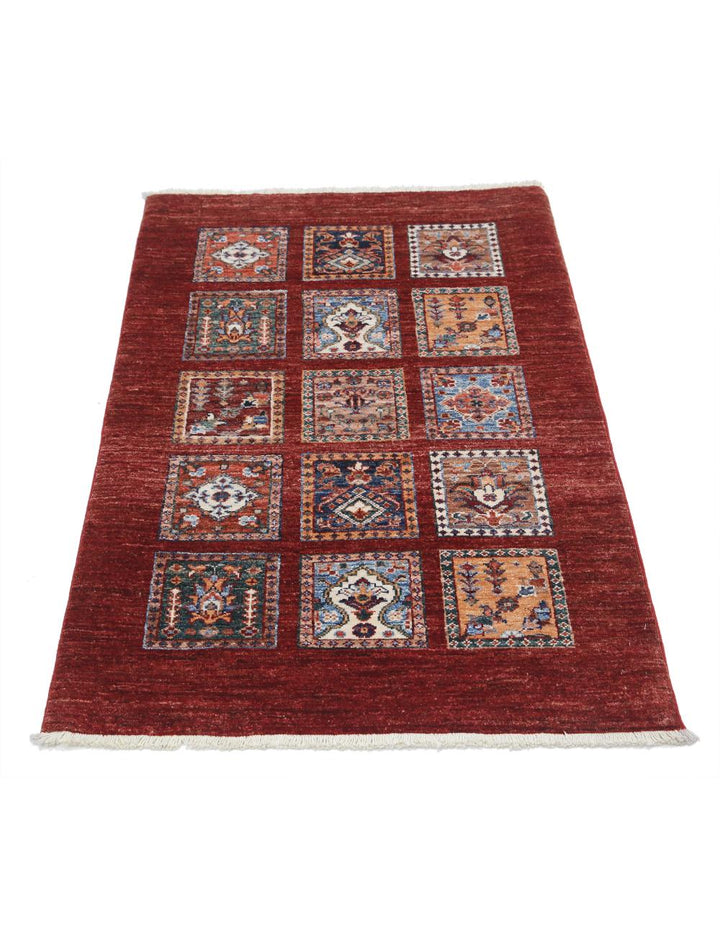 Red Afghan Oriental Rug 2' 10" x 4' 3" Hand-Knotted | No. AT85481