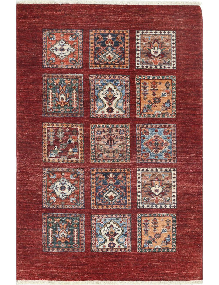 Red Afghan Oriental Rug 2' 10" x 4' 3" Hand-Knotted | No. AT85481