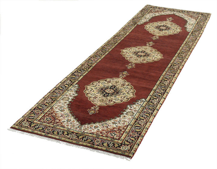 Rust Afghan Ziegler Rug 2' 8" x 9' 7" Hand-Knotted border