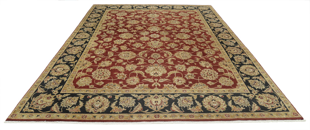 Rust Indian Ziegler Rug 8' 10" x 11' 11" Hand-Knotted detail