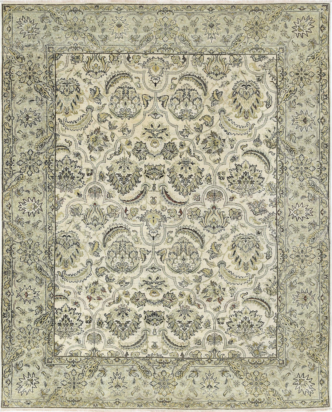 Ivory Indian Ziegler Rug 7' 10" x 9' 8" Hand-Knotted