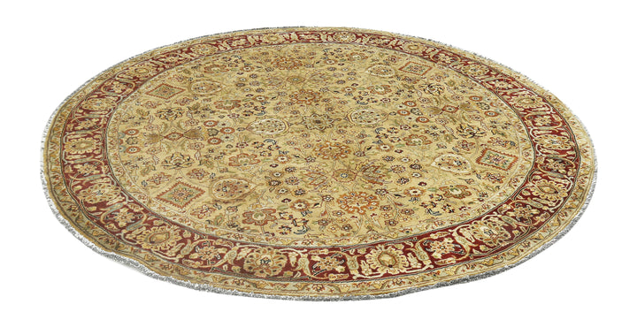 Ivory Indian Ziegler Rug 6' 7" x 6' 8" Hand-Knotted pattern