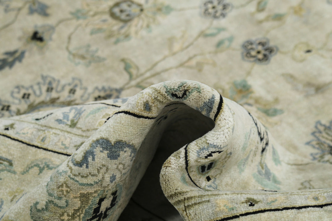 Beige Indian Ziegler Rug 9' 10" x 13' 9" Hand-Knotted view