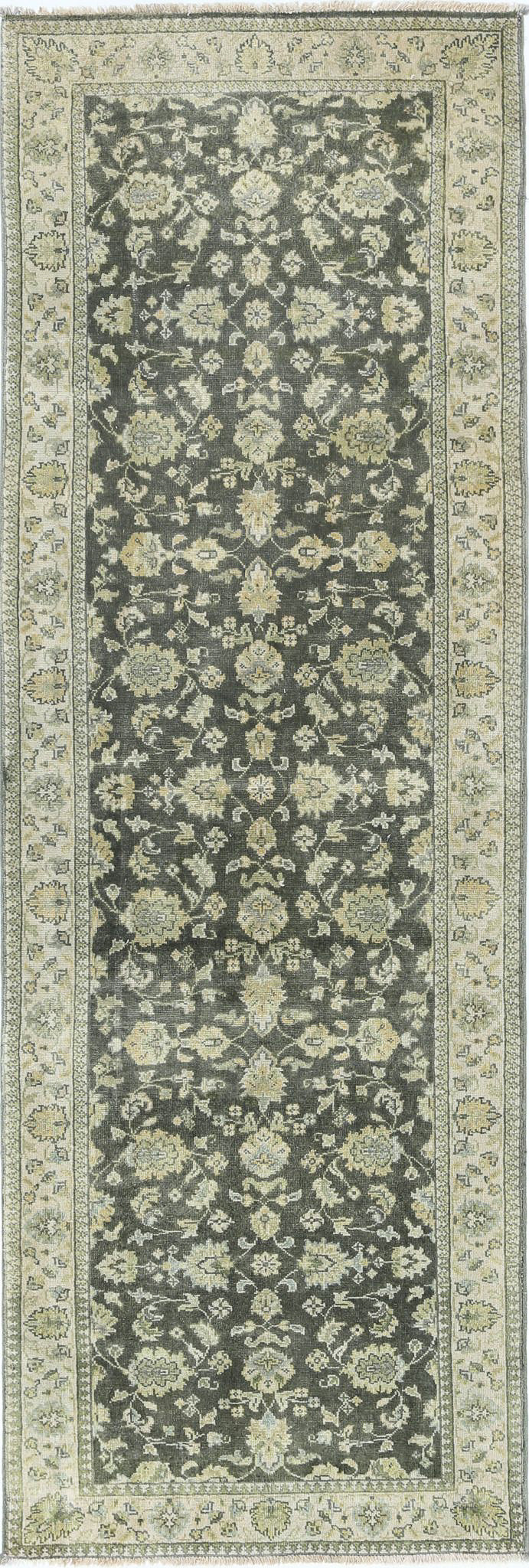 Green Indian Ziegler Rug 2' 6" x 7' 9" Hand-Knotted