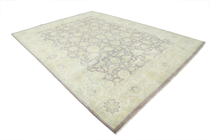 Ivory Afghan Ziegler Rug 8' 10" x 11' 10" Hand-Knotted | No. AT44427