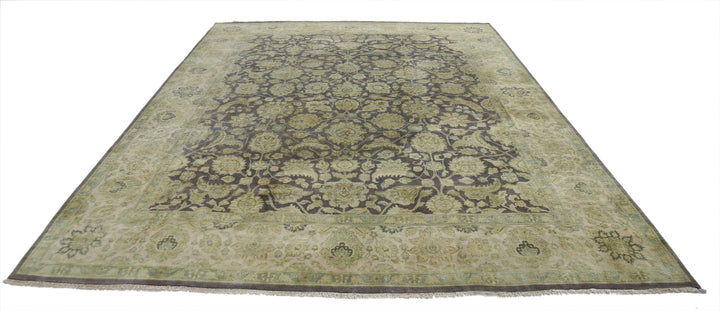 Ivory Afghan Ziegler Rug 8' 10" x 11' 10" Hand-Knotted | No. AT44427