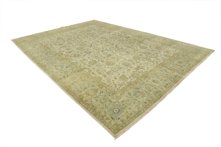 Beige Afghan Ziegler Rug 9' 9" x 13' 6" Hand-Knotted pattern