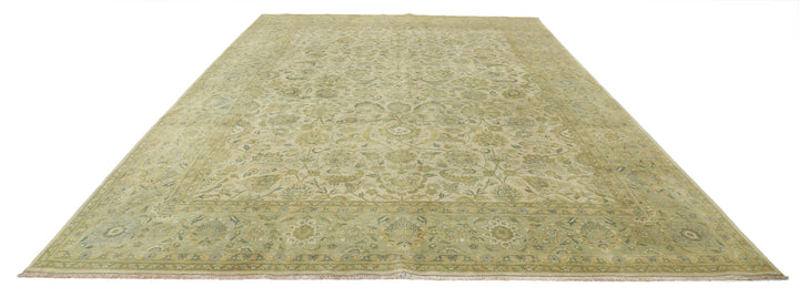 Beige Afghan Ziegler Rug 9' 9" x 13' 6" Hand-Knotted detail
