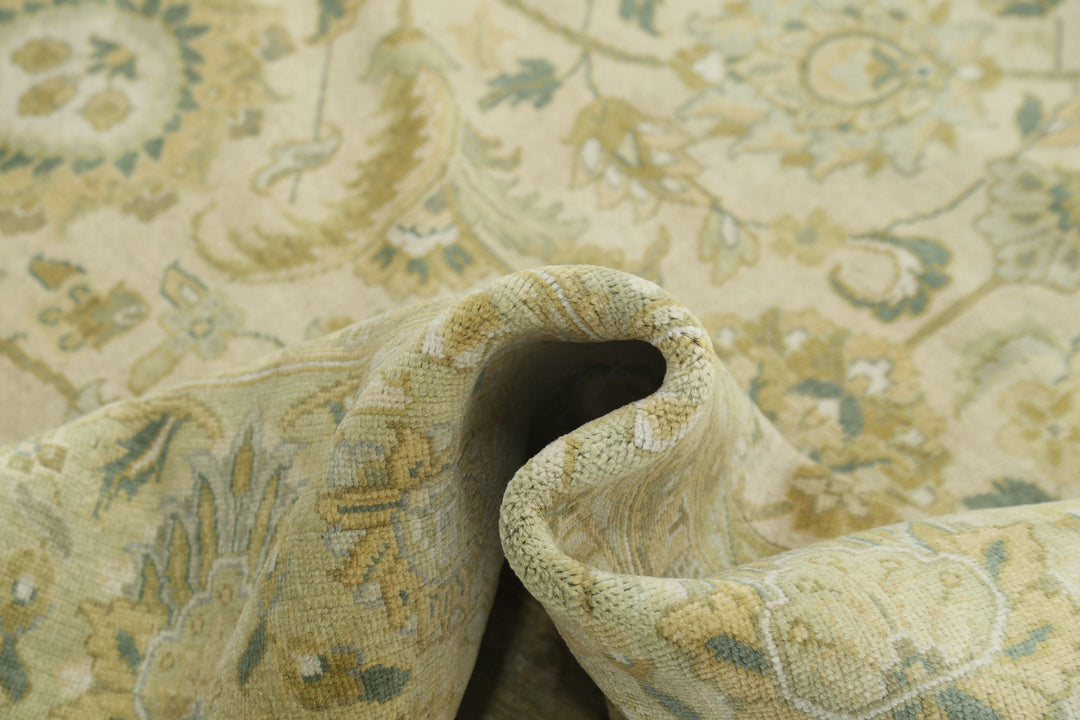 Beige Afghan Ziegler Rug 9' 9" x 13' 6" Hand-Knotted border