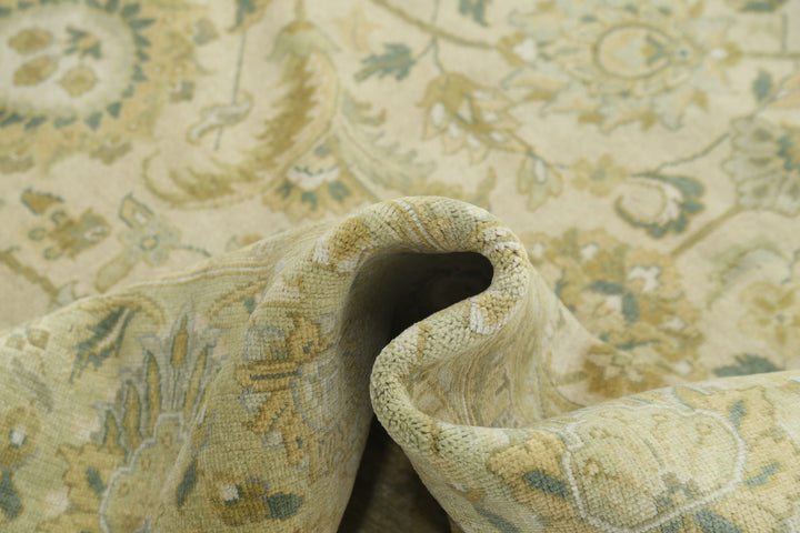 Beige Afghan Ziegler Rug 9' 9" x 13' 6" Hand-Knotted border