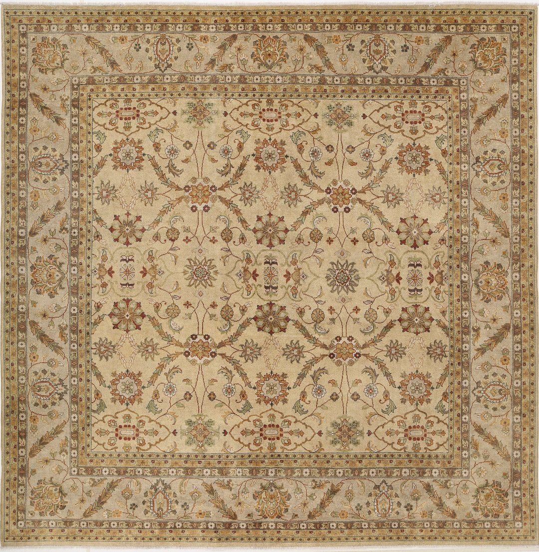 Beige Indian Ziegler Rug 11' 9" x 12' 0" Hand-Knotted