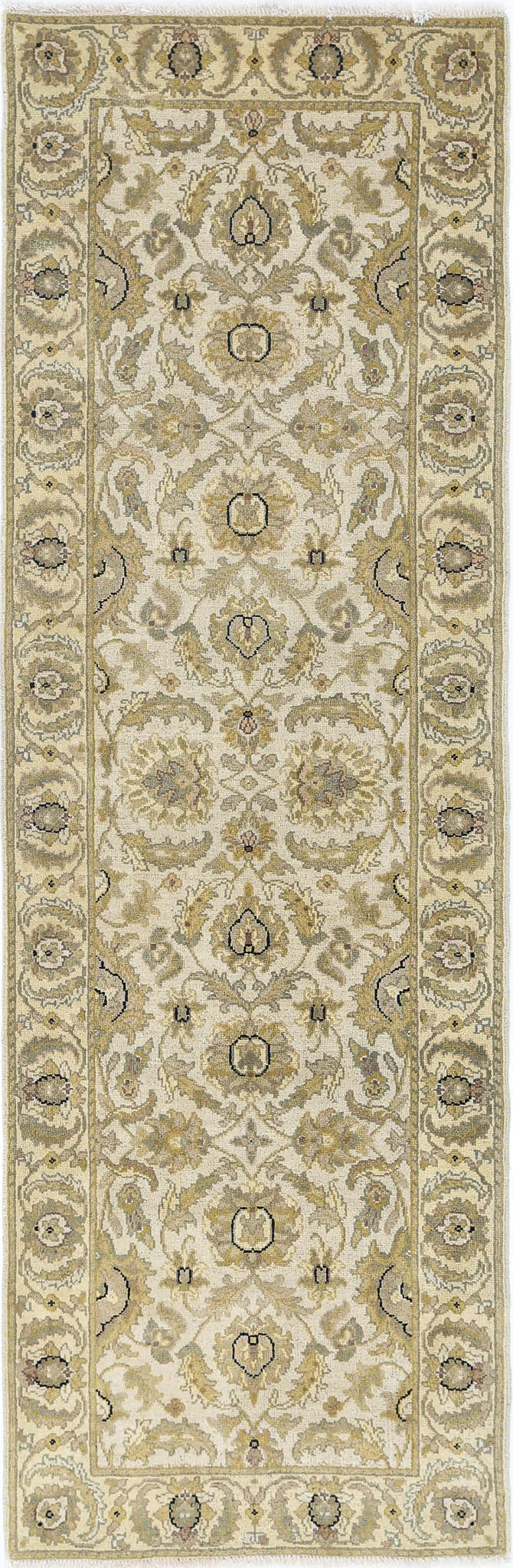 Beige Afghan Ziegler Rug 2' 6" x 7' 9" Hand-Knotted