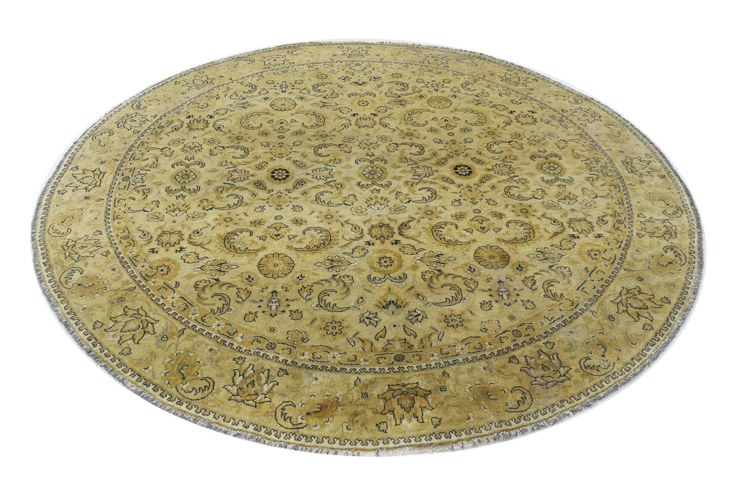 Beige Afghan Ziegler Rug 7' 4" x 7' 7" Hand-Knotted | No. AT13535
