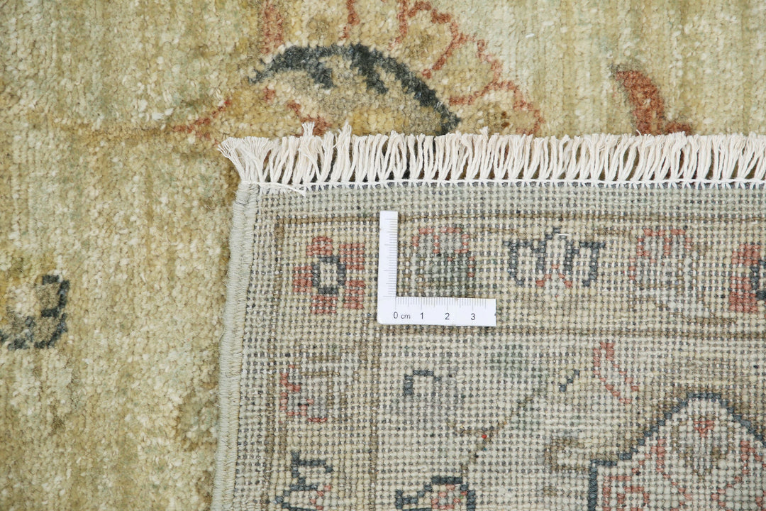 Green Afghan Ziegler Rug 5' 4" x 7' 9" Hand-Knotted | No. AT27908