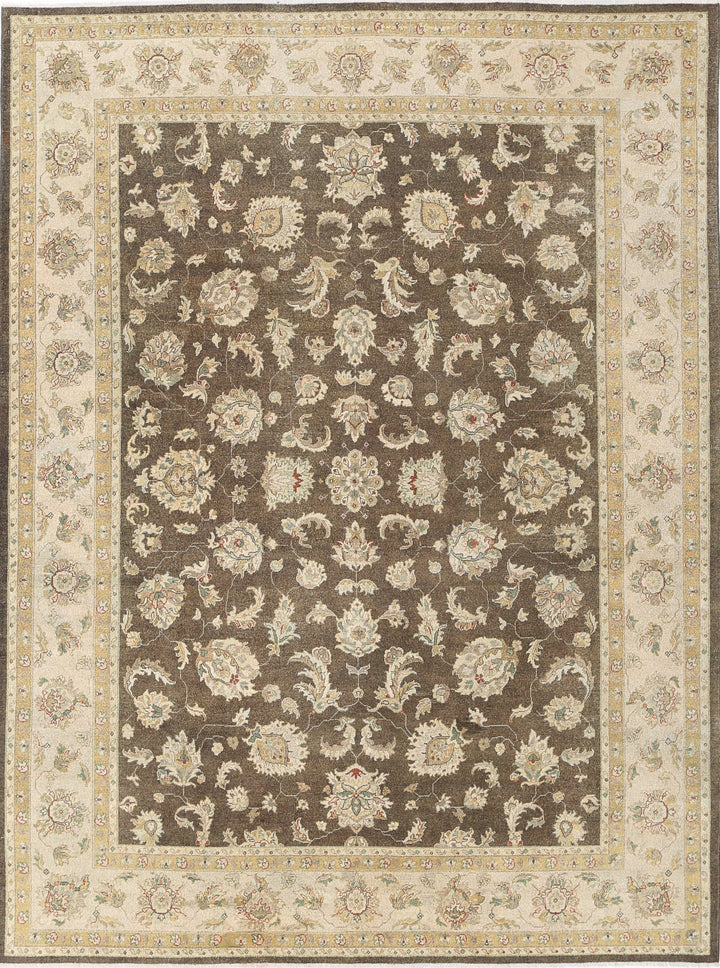 Green Indian Ziegler Rug 8' 8" x 11' 6" Hand-Knotted
