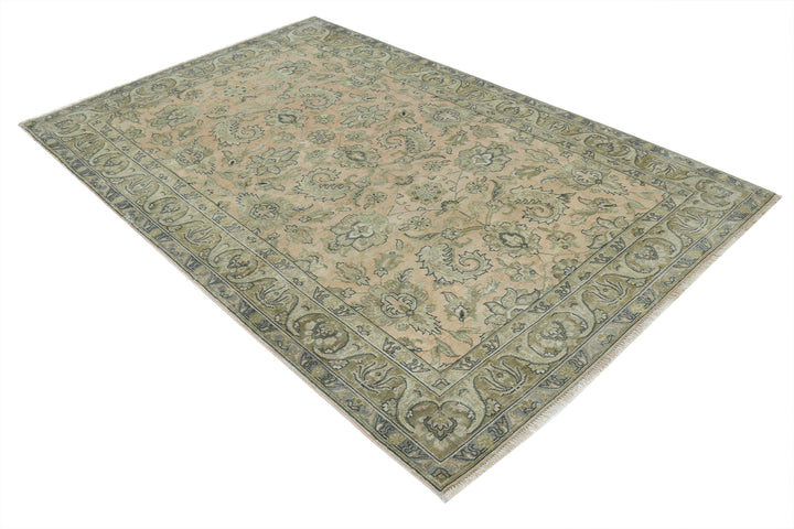 Pink Afghan Ziegler Rug 4' 10" x 7' 7" Hand-Knotted | No. AT77644