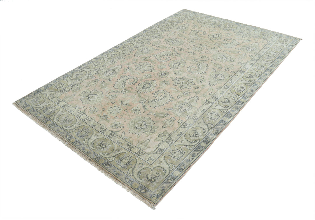 Pink Afghan Ziegler Rug 4' 10" x 7' 7" Hand-Knotted | No. AT77644