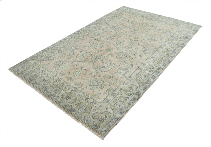 Pink Afghan Ziegler Rug 4' 10" x 7' 7" Hand-Knotted | No. AT77644