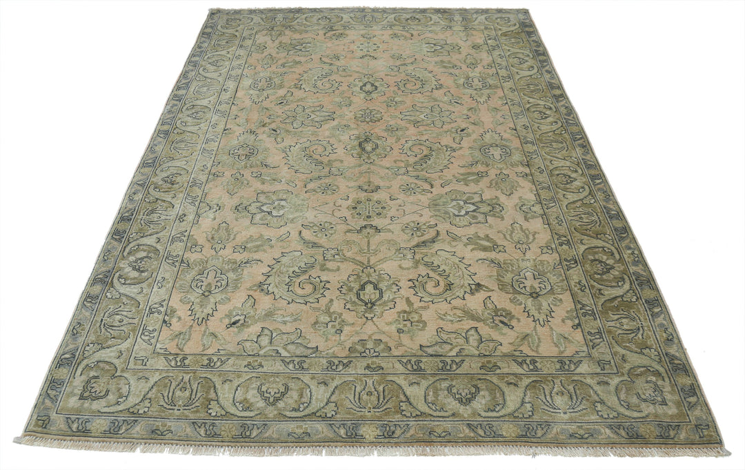 Pink Afghan Ziegler Rug 4' 10" x 7' 7" Hand-Knotted | No. AT77644