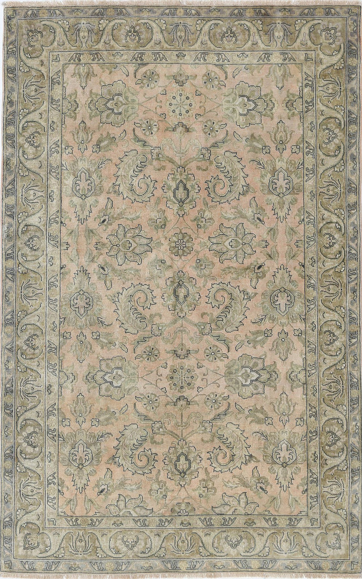 Pink Afghan Ziegler Rug 4' 10" x 7' 7" Hand-Knotted