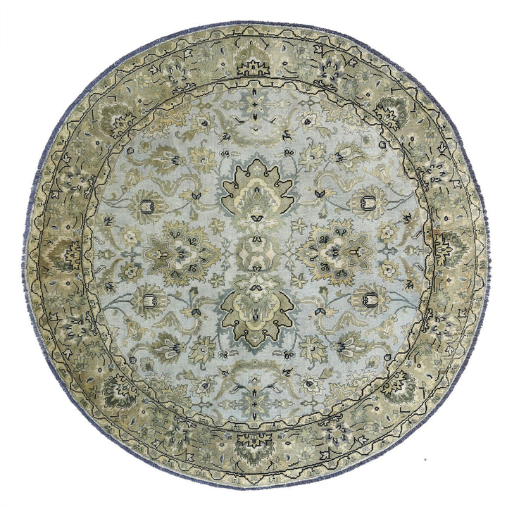 Afghan Ziegler Rug 4' 8" x 4' 11" Hand-Knotted