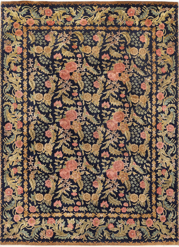 Blue Afghan Ziegler Rug 8' 9" x 11' 10" Hand-Knotted