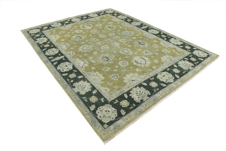 Green Afghan Ziegler Rug 7'8" x 9'9" Hand-Knotted | No. AT35979