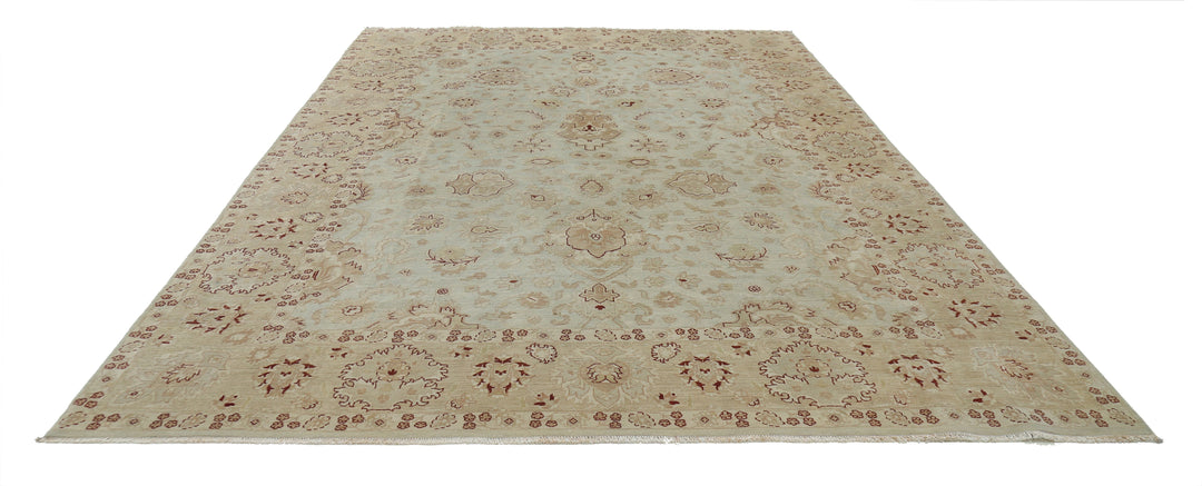 Beige Indian Ziegler Rug 8' 9" x 12' 0" Hand-Knotted pattern