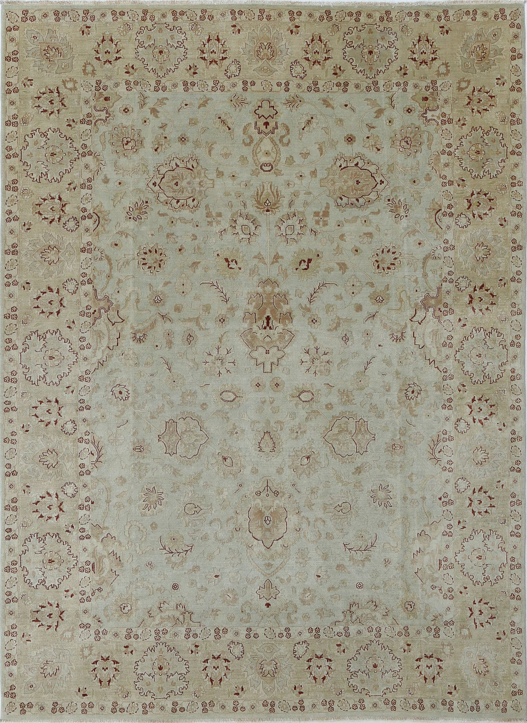 Beige Indian Ziegler Rug 8' 9" x 12' 0" Hand-Knotted