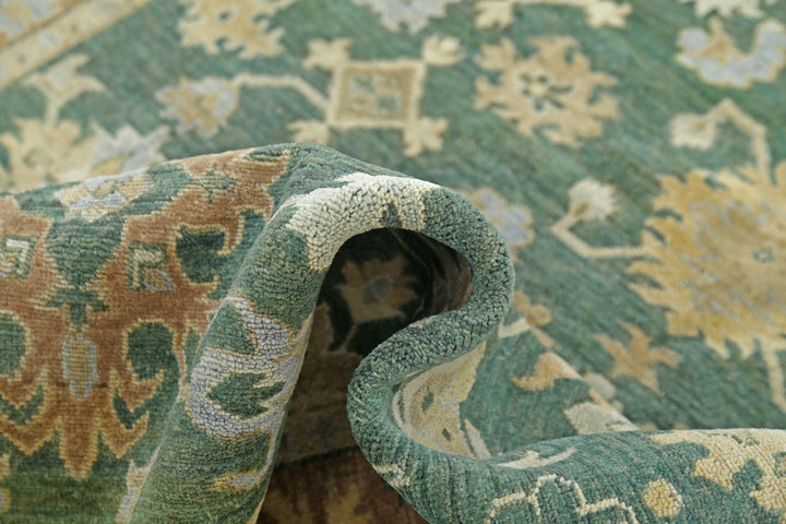 Green Afghan Ziegler Rug 5' 5" x 8' 1" Hand-Knotted | No. AT57355