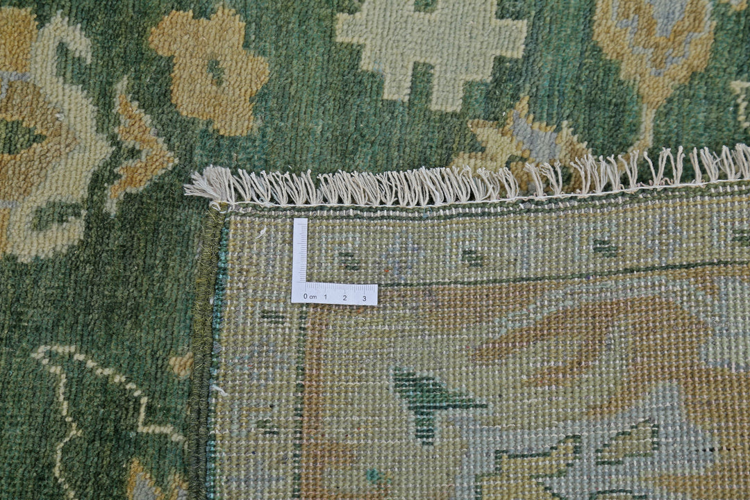 Green Afghan Ziegler Rug 5' 5" x 8' 1" Hand-Knotted | No. AT57355