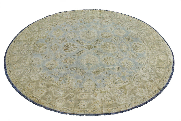 Blue Indian Ziegler Rug 5'8" x 5'10" Hand-Knotted view