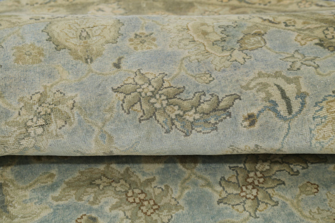 Blue Indian Ziegler Rug 5'8" x 5'10" Hand-Knotted detail