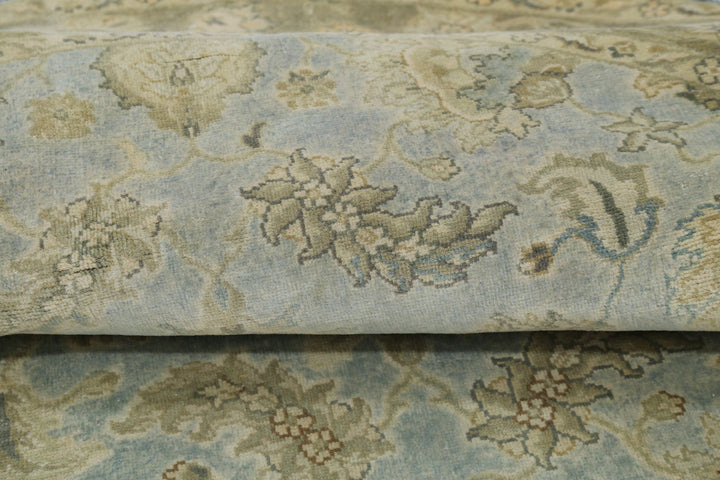 Blue Indian Ziegler Rug 5'8" x 5'10" Hand-Knotted detail