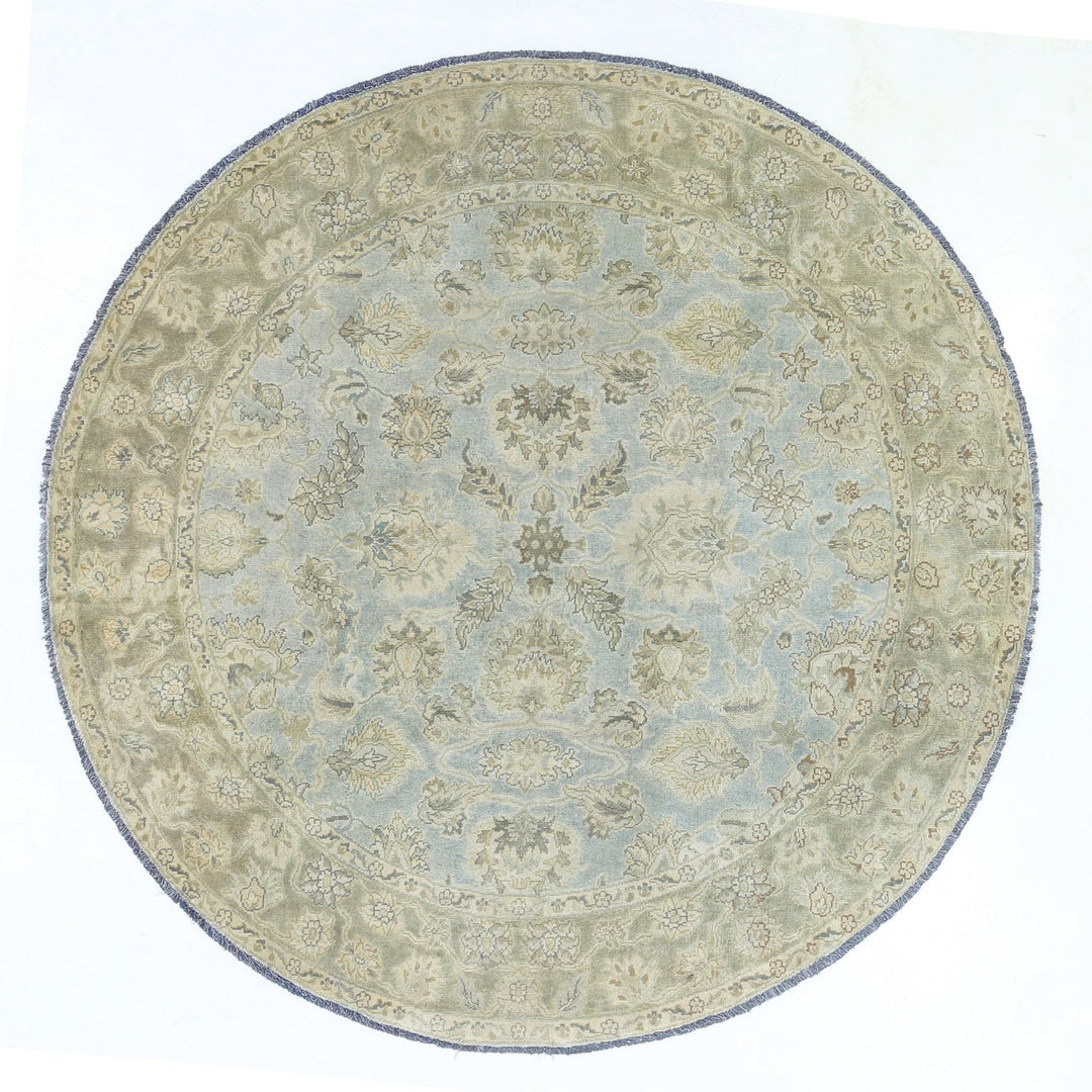Blue Indian Ziegler Rug 5'8" x 5'10" Hand-Knotted