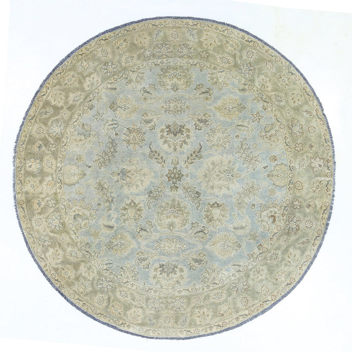 Blue Indian Ziegler Rug 5'8" x 5'10" Hand-Knotted