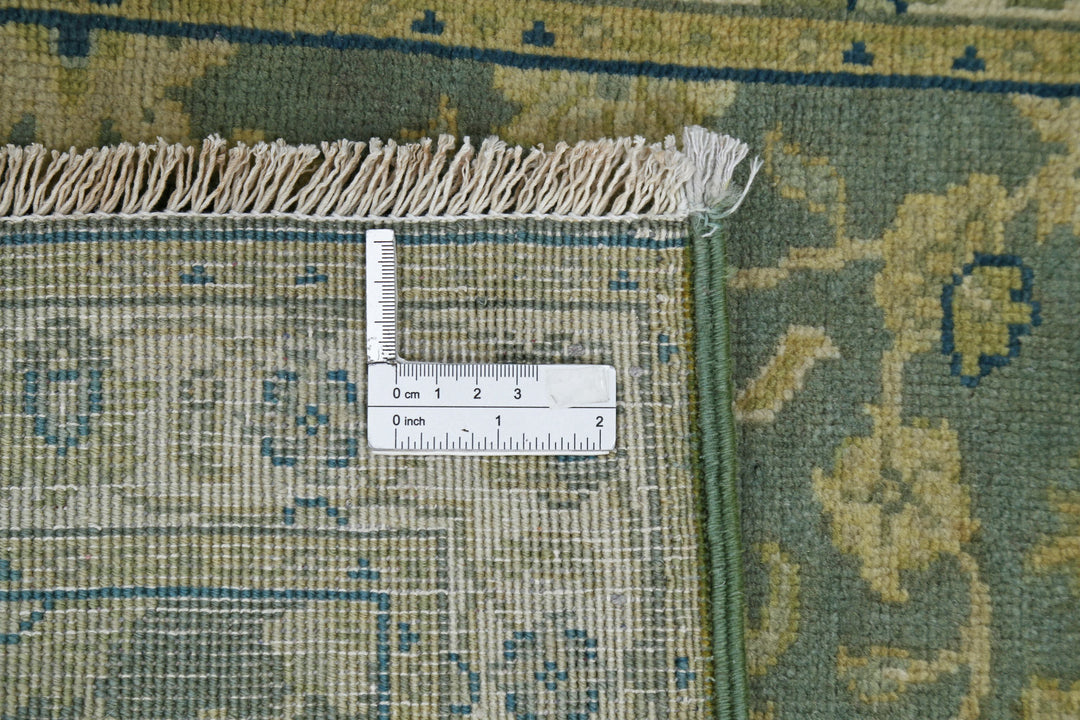 Green Indian Ziegler Rug 1' 11" x 2' 10" Hand-Knotted detail