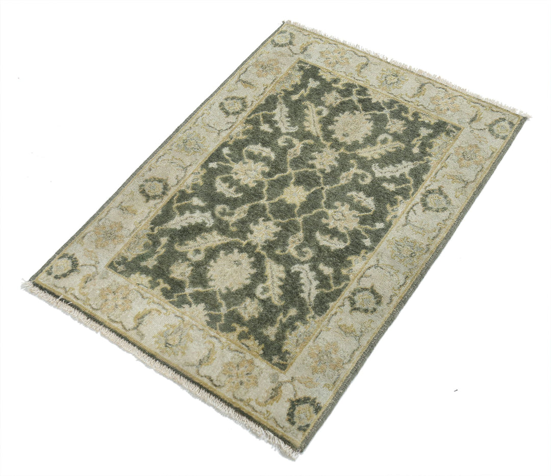Green Afghan Ziegler Rug 2' 0" x 2' 10" Hand-Knotted view