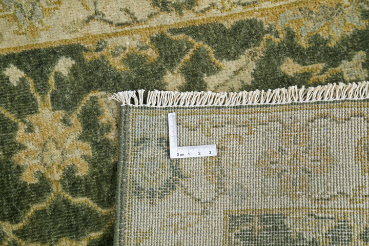 Green Afghan Ziegler Rug 2' 0" x 2' 10" Hand-Knotted pattern