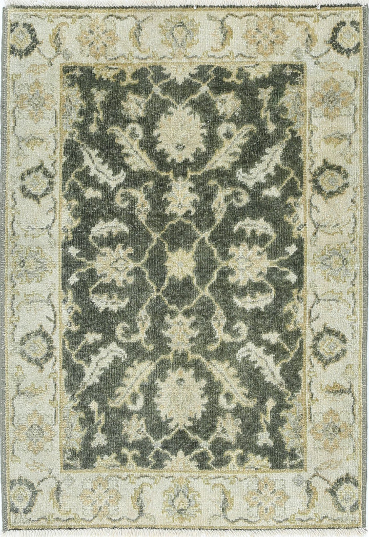 Green Afghan Ziegler Rug 2' 0" x 2' 10" Hand-Knotted