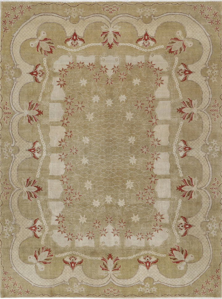 Afghan Ziegler Rug 9' 1" x 12' 1" Hand-Knotted