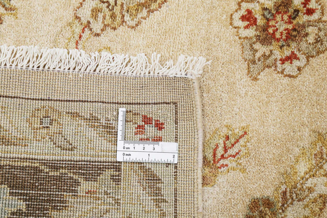 Beige Afghan Ziegler Rug 8' 0" x 9' 9" Hand-Knotted pattern