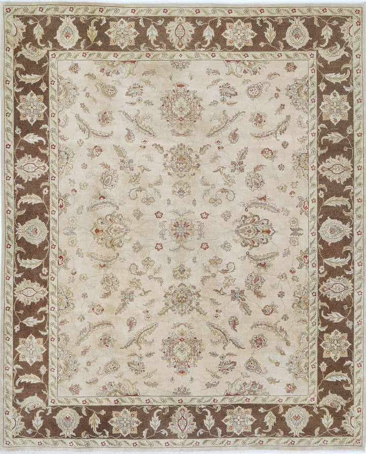 Beige Afghan Ziegler Rug 8' 0" x 9' 9" Hand-Knotted