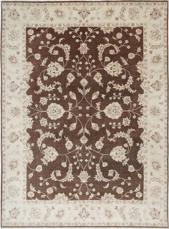 Afghan Ziegler Rug 8' 8" x 11' 1" Hand-Knotted