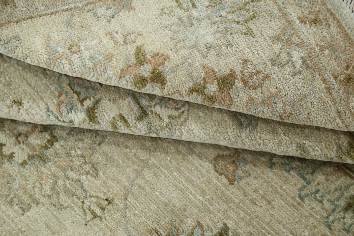 Ivory Afghan Ziegler Rug 4' 4" x 6' 4" Hand-Knotted detail