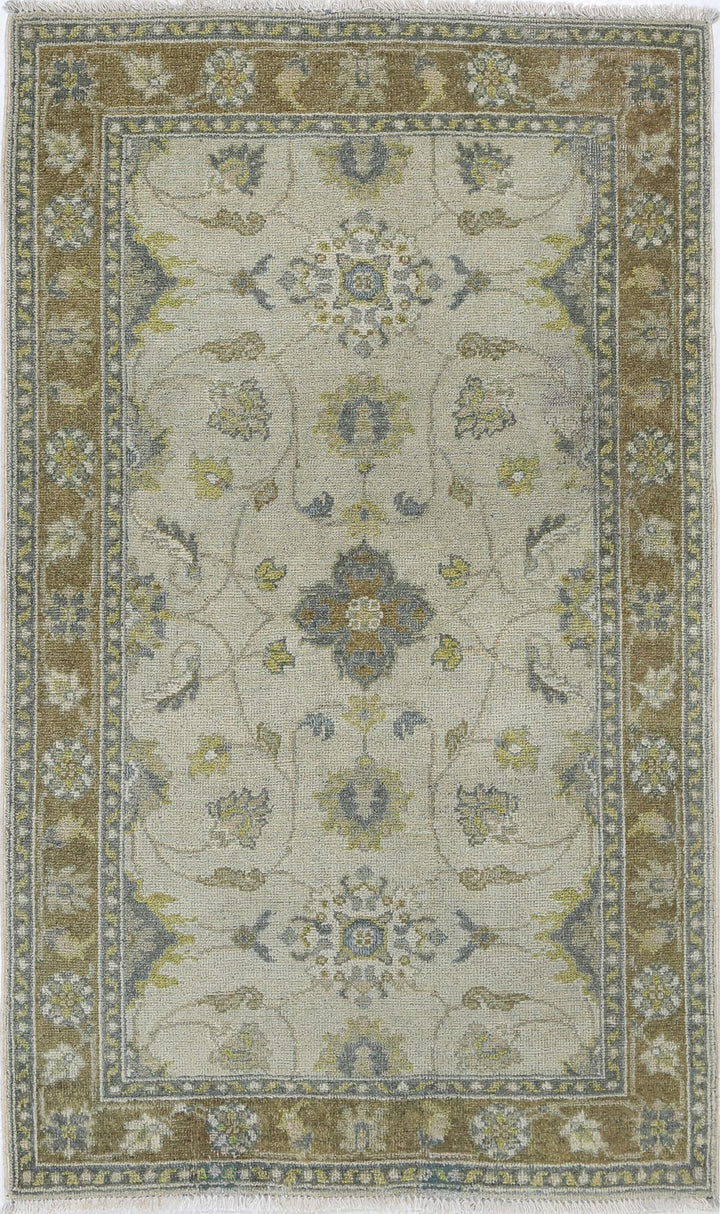 Beige Afghan Ziegler Rug 2' 10" x 4' 9" Hand-Knotted