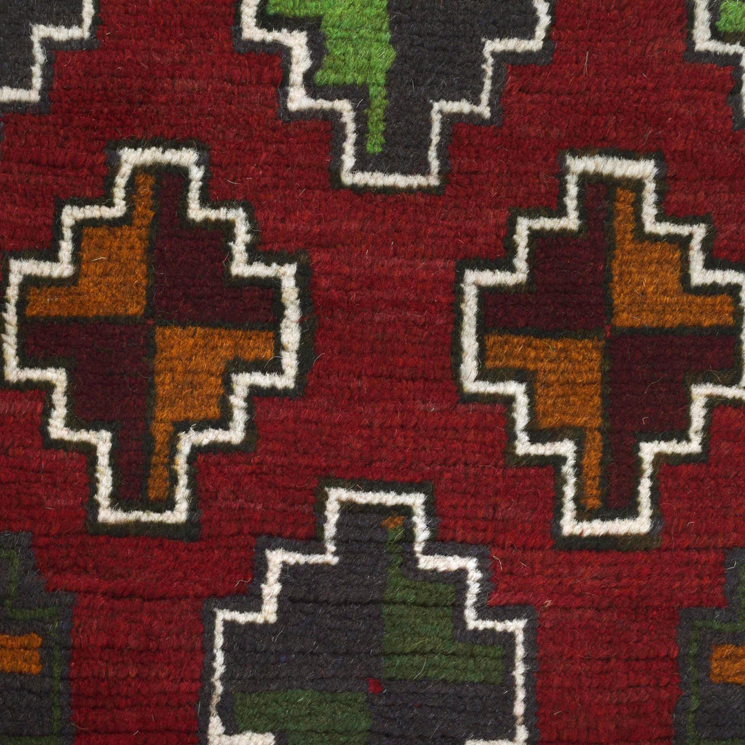 Red Afghan Baluchi Runner 2' 3" x 6' 0" Hand-Knotted close-up