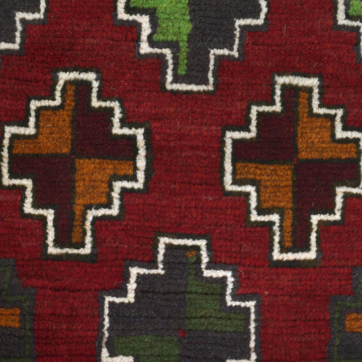 Red Afghan Baluchi Runner 2' 3" x 6' 0" Hand-Knotted close-up